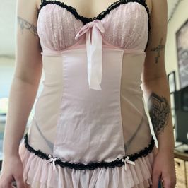 Pink silk lingerie