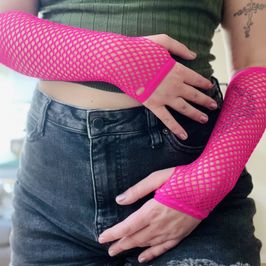 Pink mesh hand sleeves