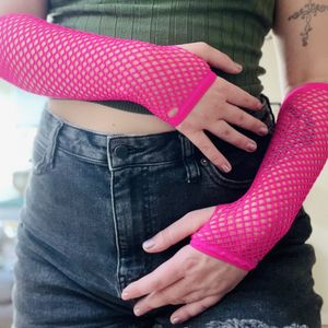 Pink mesh hand sleeves
