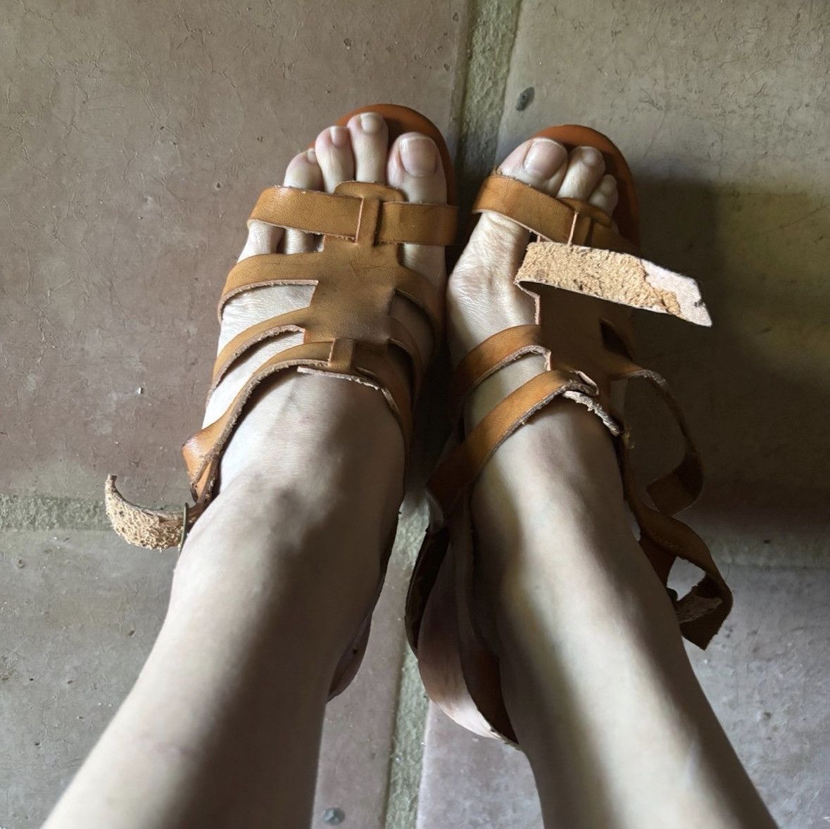 Really well worn wedge sandals
