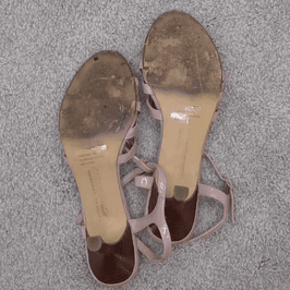 Mailed Nude Pink Strappy Kitten Heels Size 9 With Video