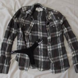 Mailed Worn Black Sporty Thong Plaid Top And  Vid Bundle