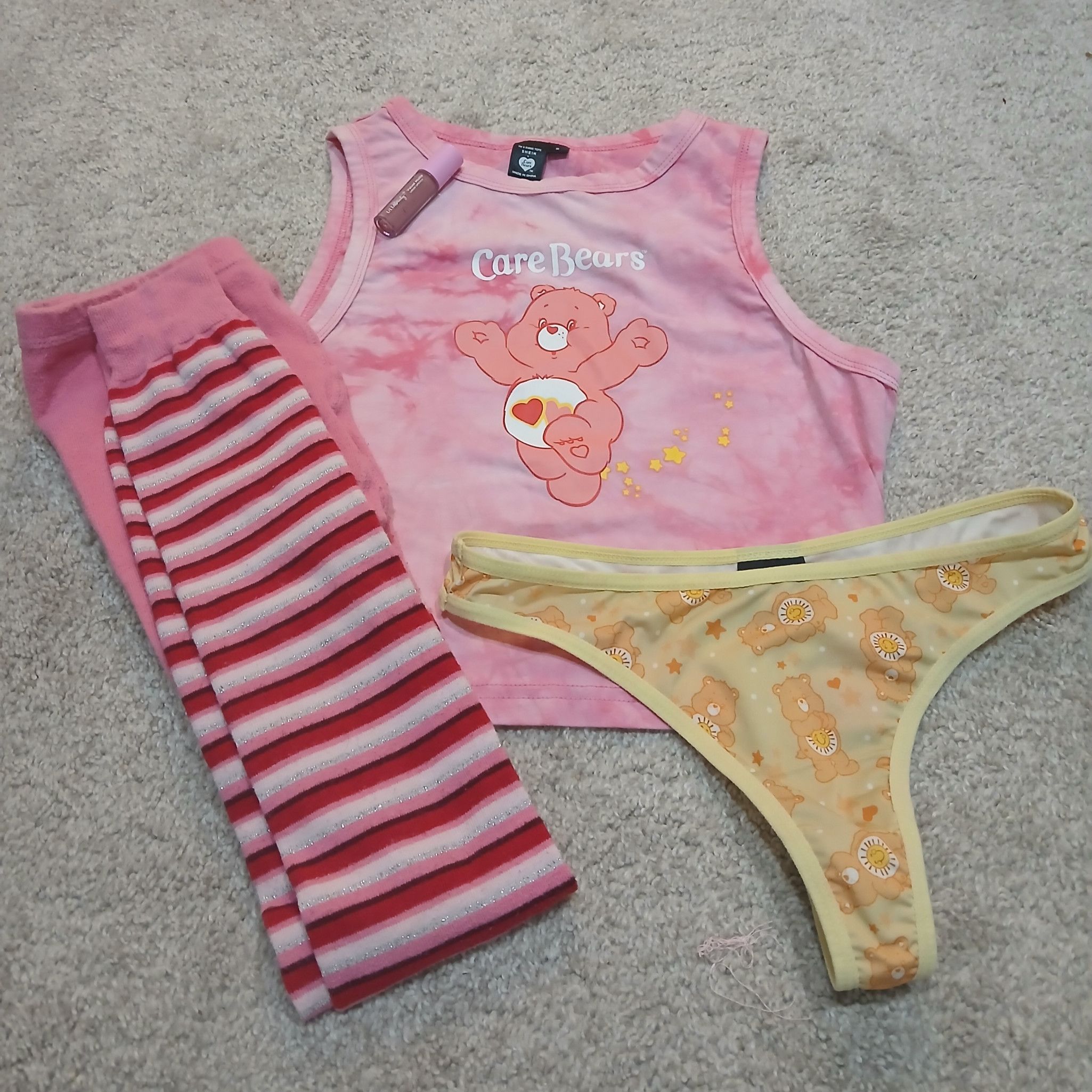 Care Bear Outfit With Thong Top Leggings Lipstick And 2 Vids