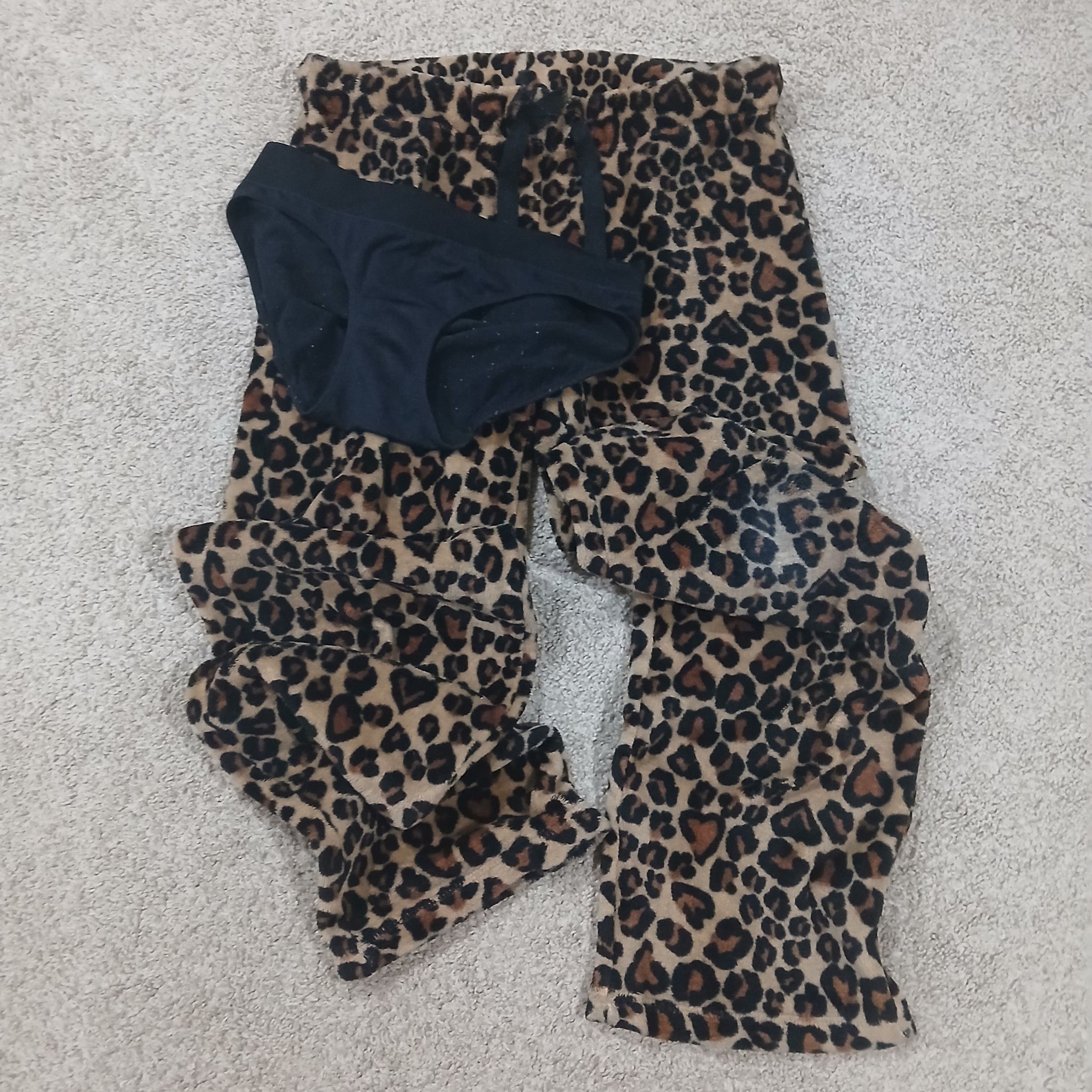 Very Old Black Panties Leopard Print Pajama Pants And Video