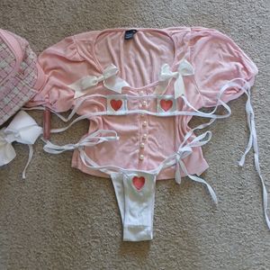 Outfit With White Heart String Micro Bikini Lingerie 2 Vids