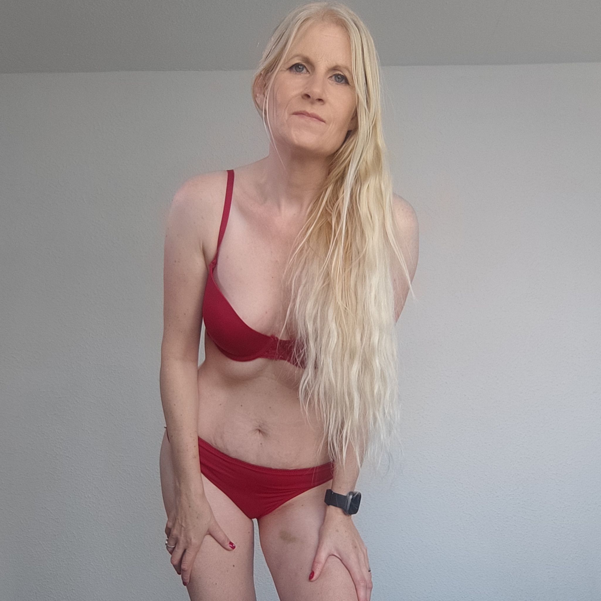 Red bra and panties set