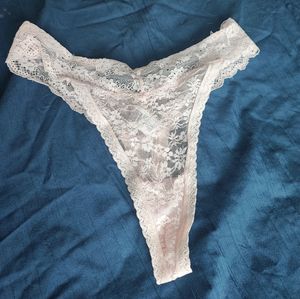 Pale Pink Lace Thong Panties