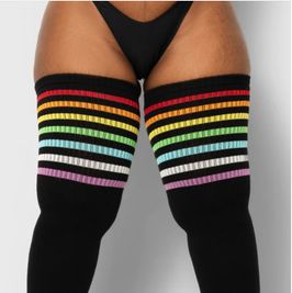 Thigh high rainbow socks