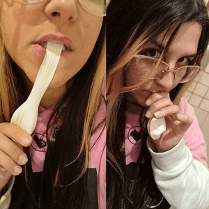 Blowing balloons at store Restrooms