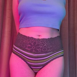Green Striped Lace Full Back Panty