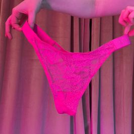 Hot Pink Lace Rhinestone VS Thong