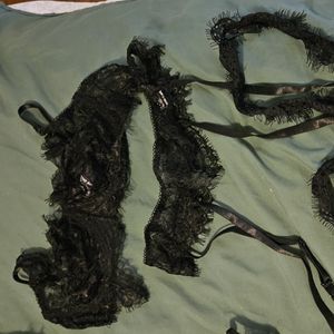 AVIDLOVE Black Lace Bra and panties with Garter