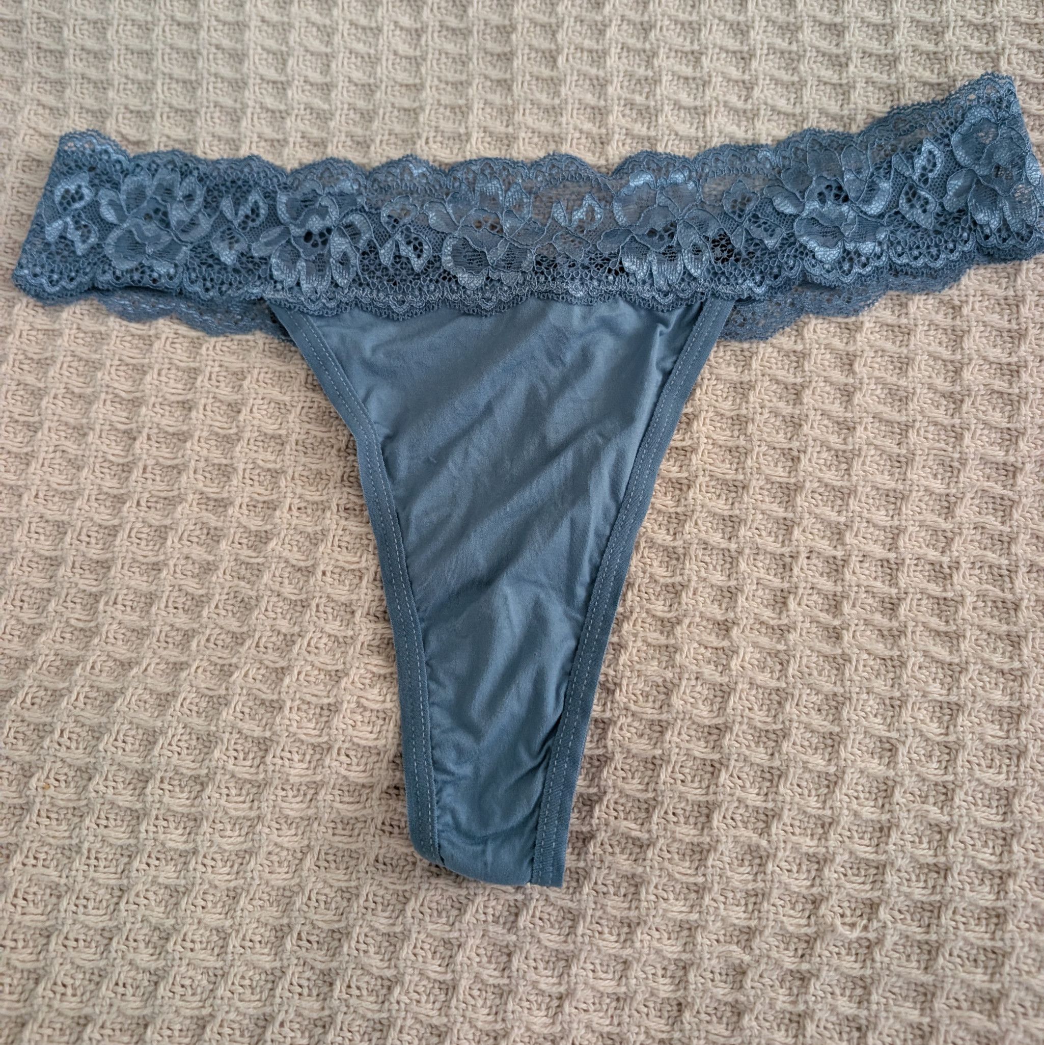 Blue Lacy Thong