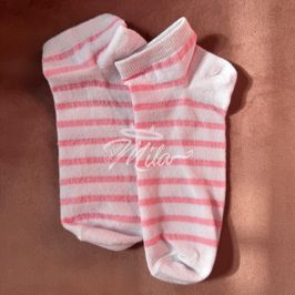 Pink And White Striped Socks 5 Days Wear