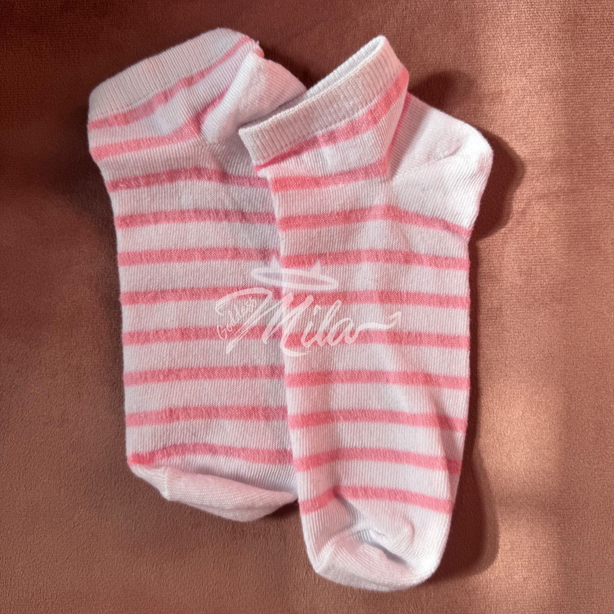 Pink And White Striped Socks 5 Days Wear