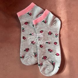 Grey And Pink Floral Socks 7 Days Wear