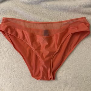 Peach Satin And Mesh Lace Fullback Panties