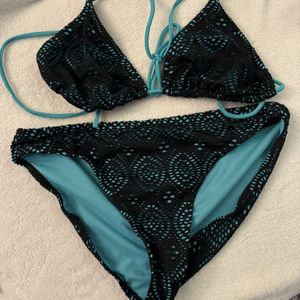 Black And Teal Bikini Swim Suit