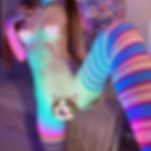 Pigtails  colorful stockings only Nothing else