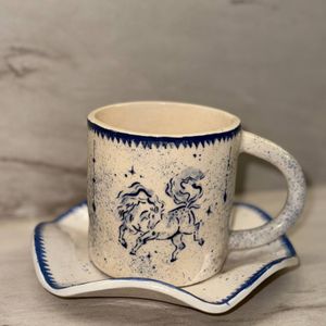 Handthrown Mug  Saucer  One Soul One Set