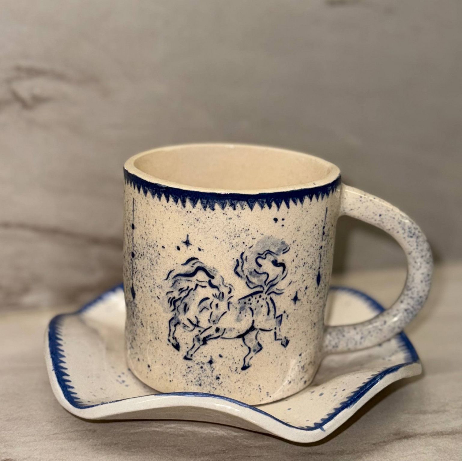 Handthrown Mug Saucer One Soul One Set