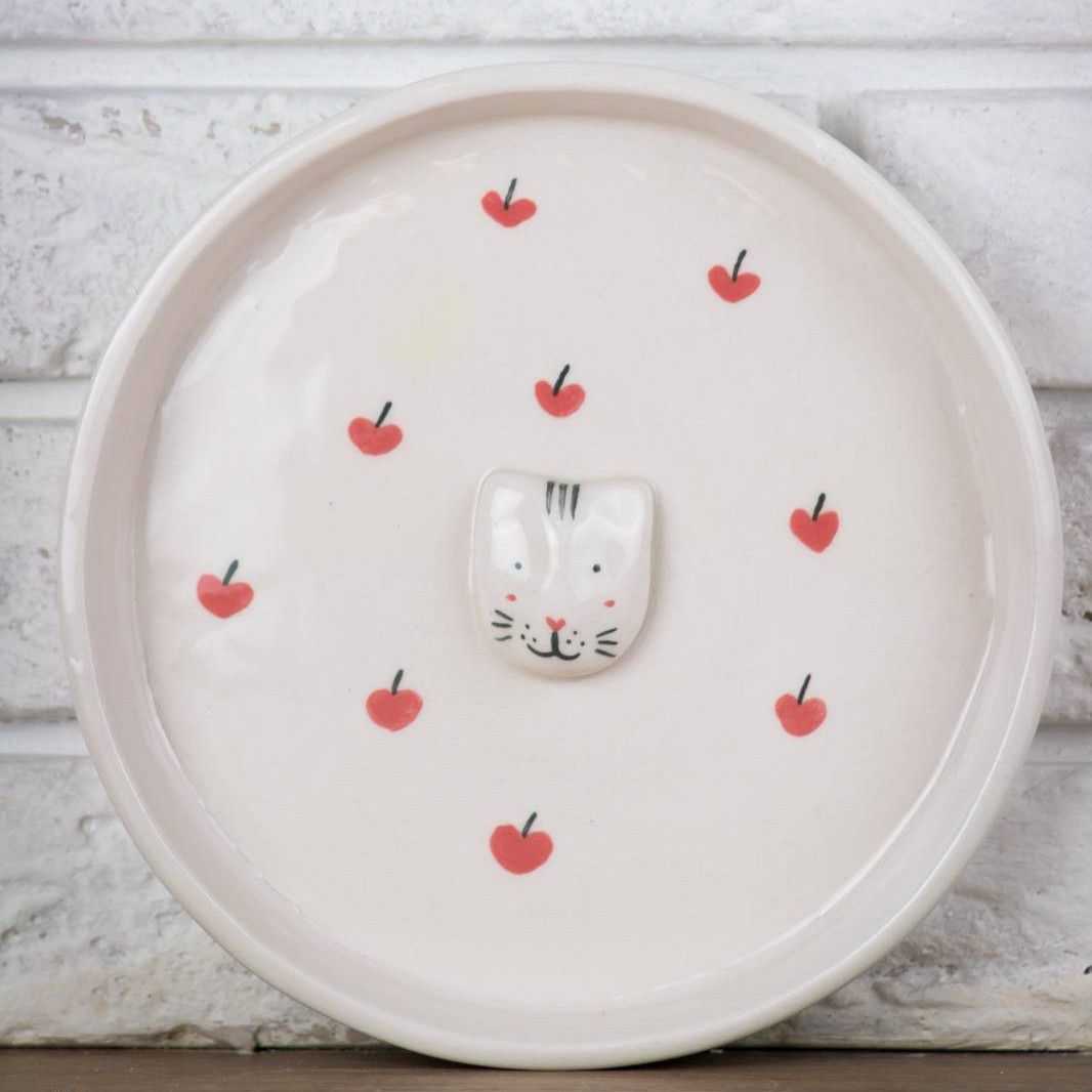 Hidden Kitty Floating Apples Bowl Secret Smile at the Bo