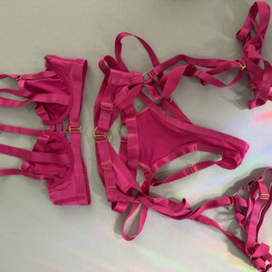 Pink Strappy Lingerie Set
