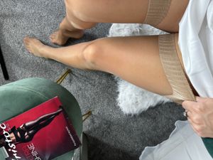 Nude shiny and sheer stockings