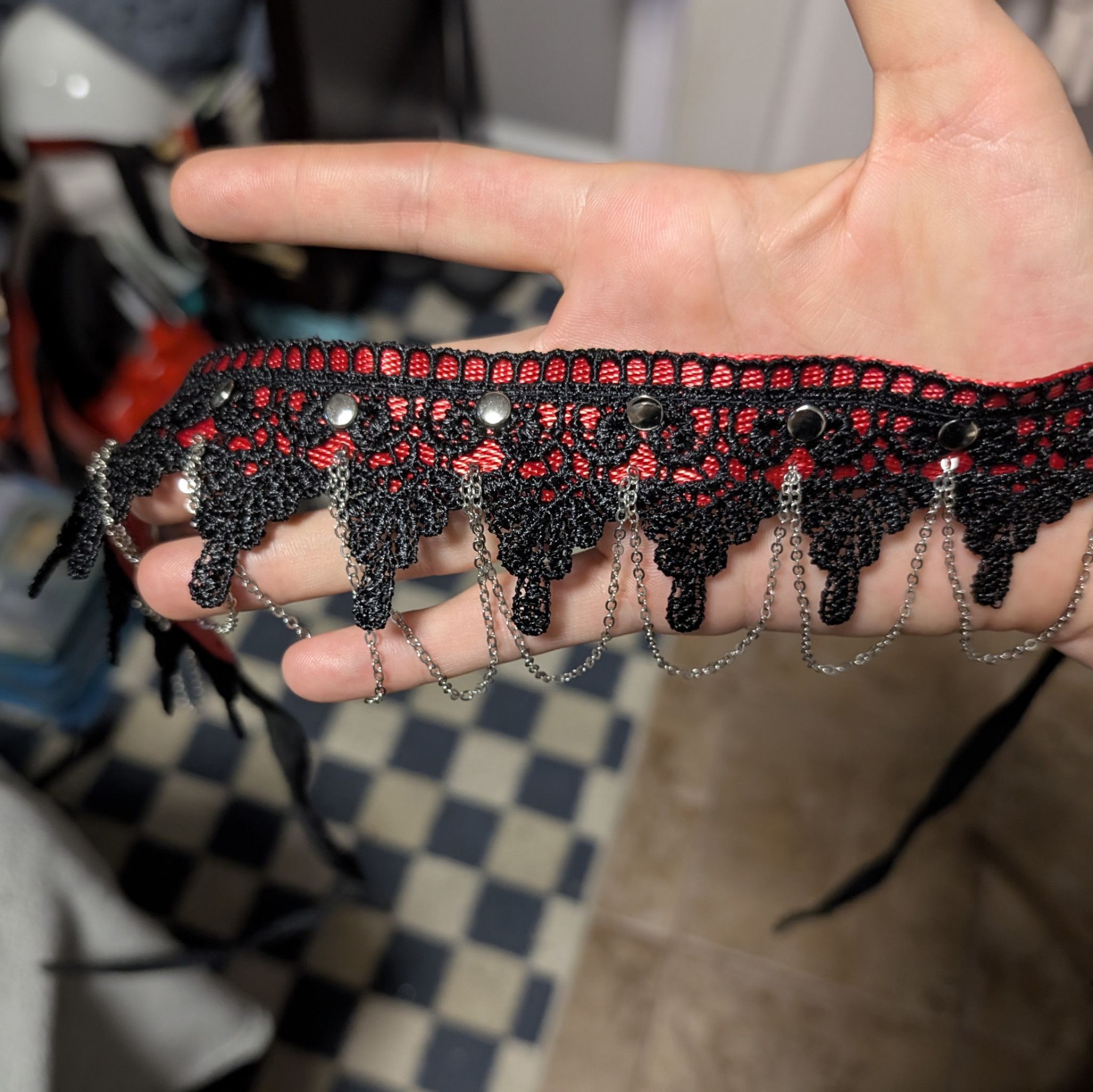 Handmade Adjustable Crimson Collar