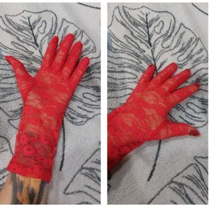 Red lace gloves