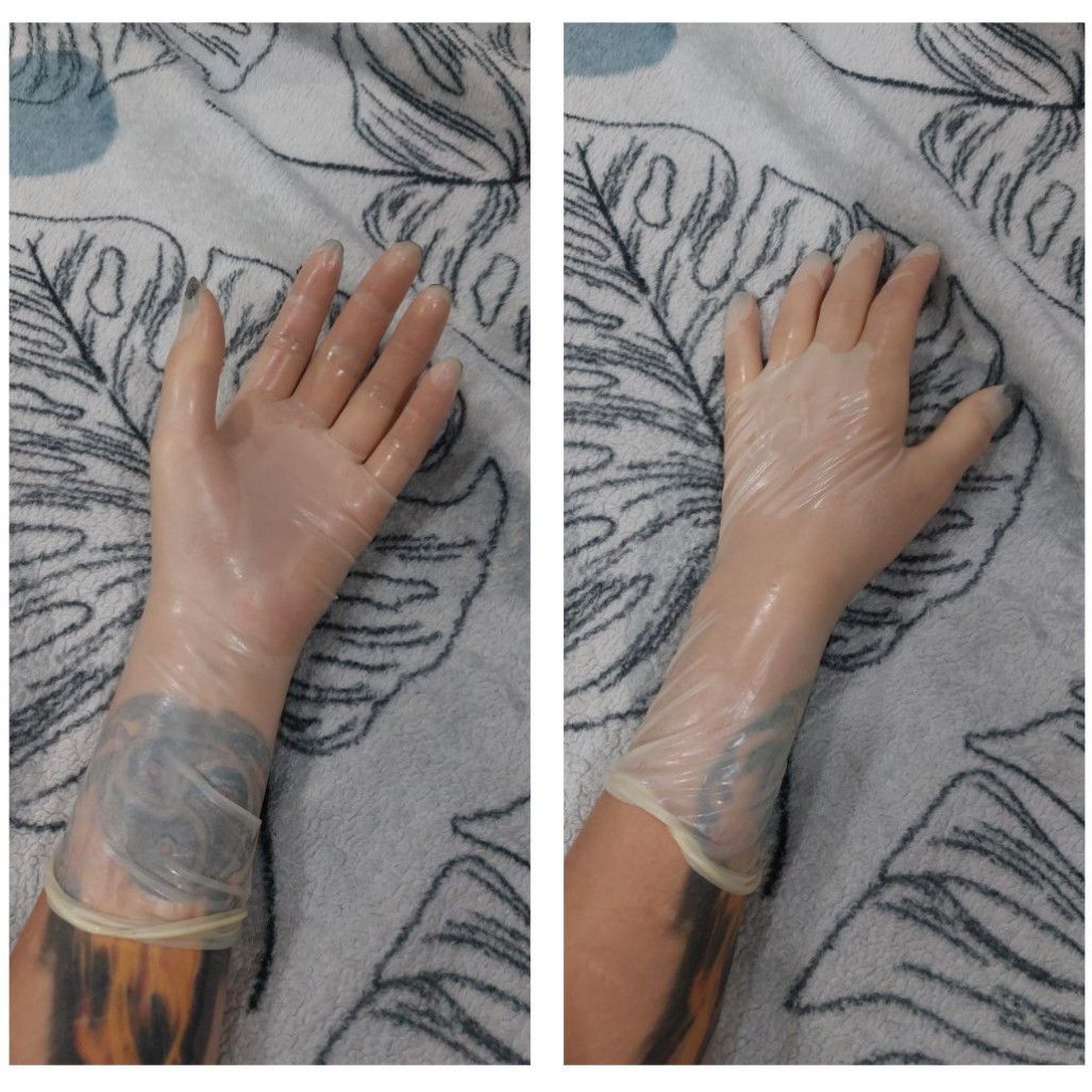 White medical latex gloves