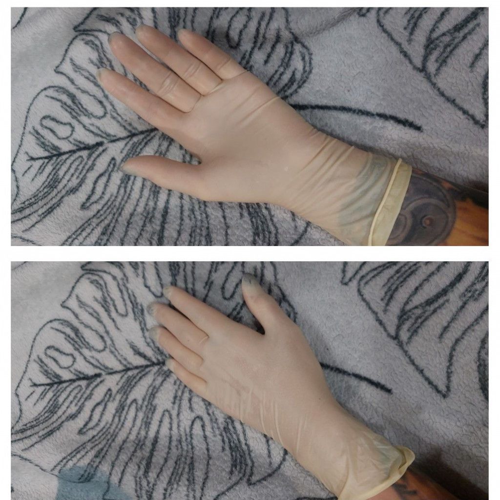 White medical latex gloves