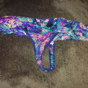 Used colorful lace thong