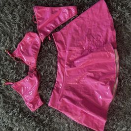 Pink PVC three part outfit