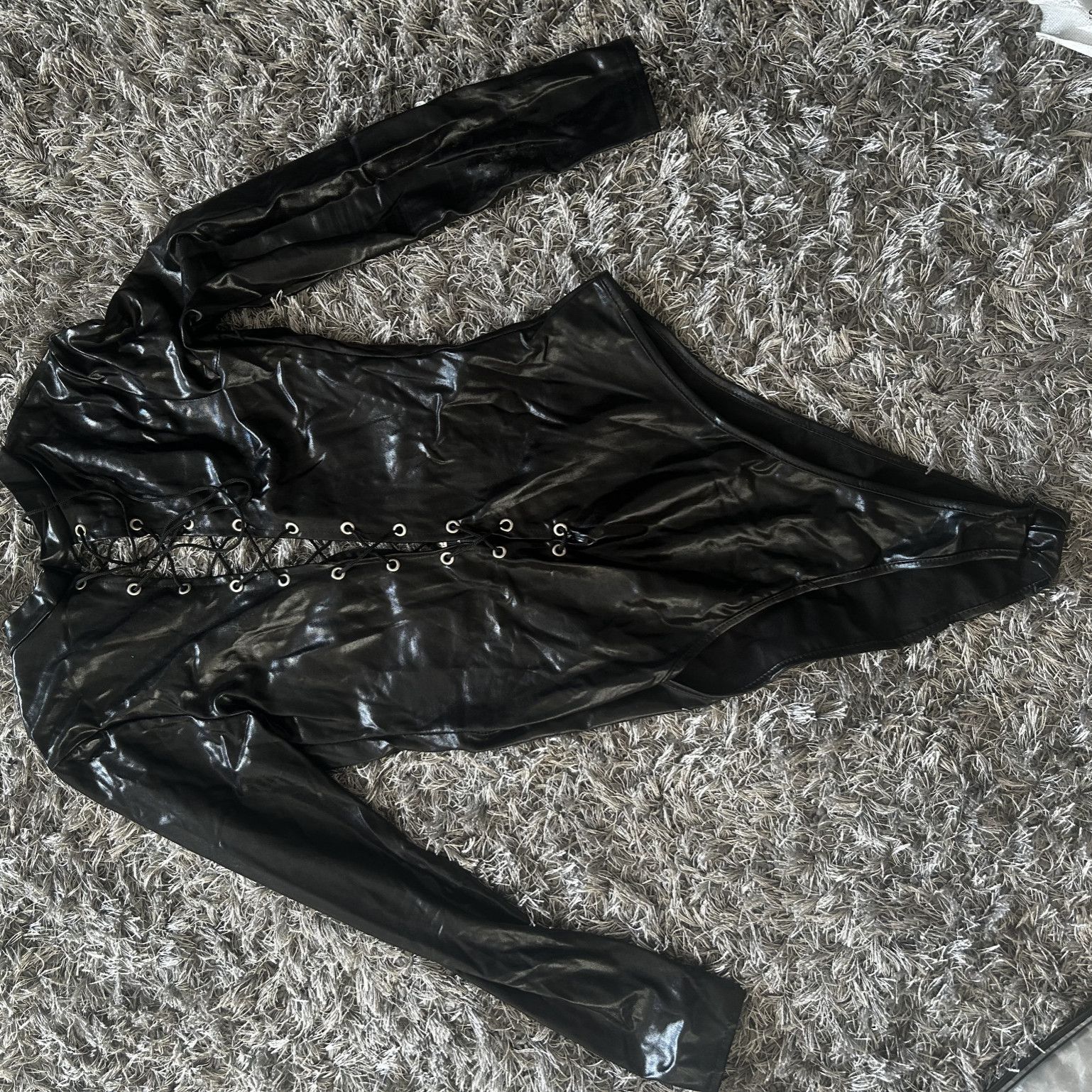 PVC style wet look body leotard