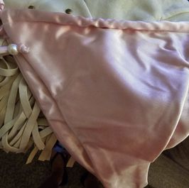 New Pink Satin String Bikini Bottom Pearl Accents