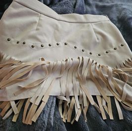 Suede fringe mini skirt size large