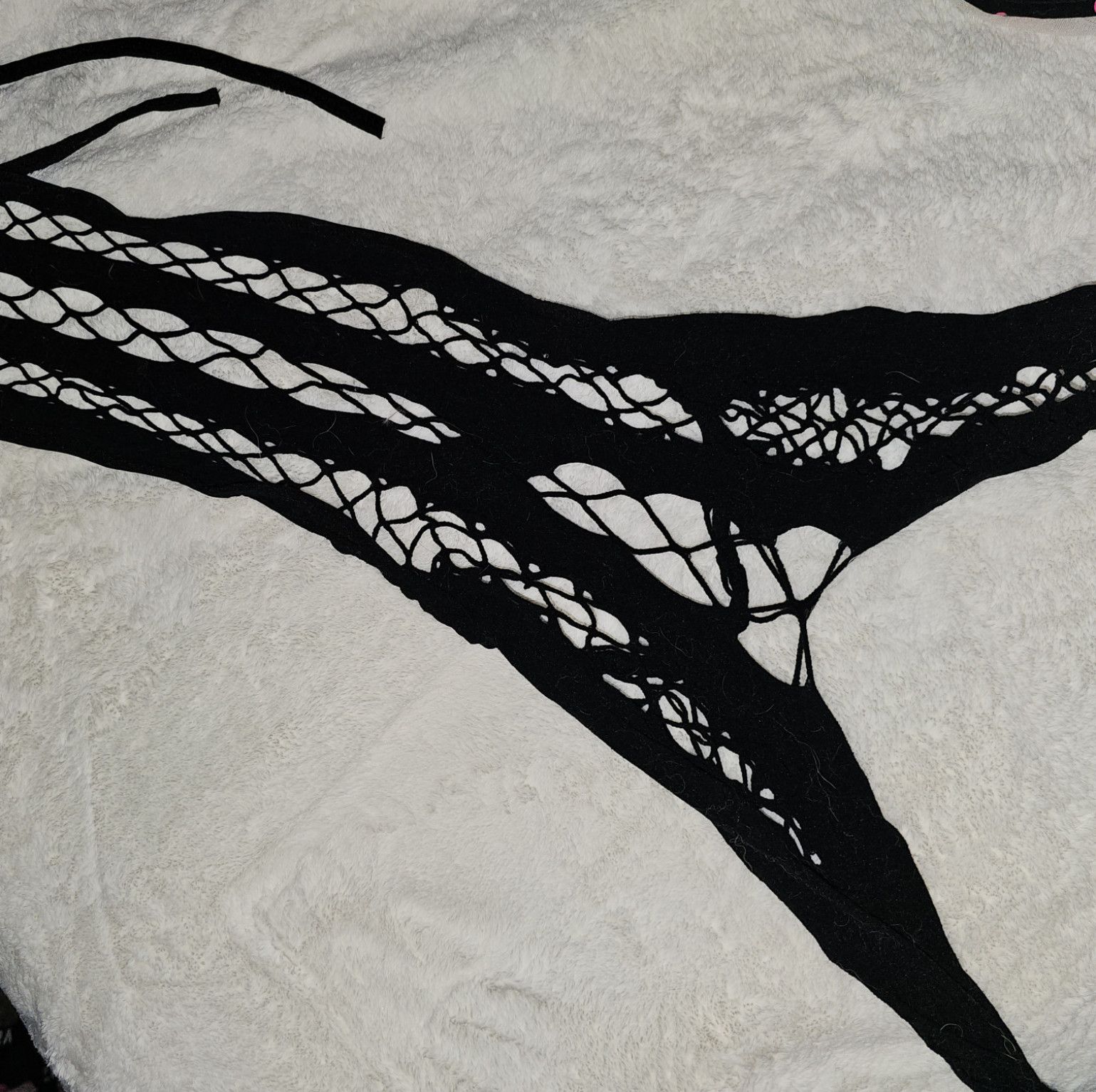 Black crotchless fishnet body stocking