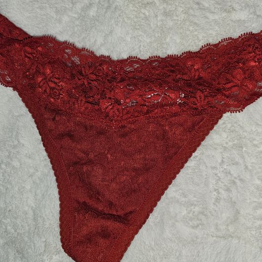 Red lace thong