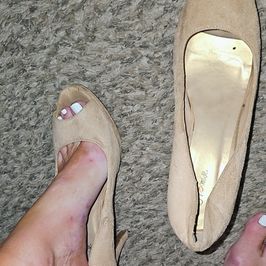 Suede feel peeptoe business pumps