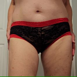 Black lace boyshort well worn freshly worn before shipping