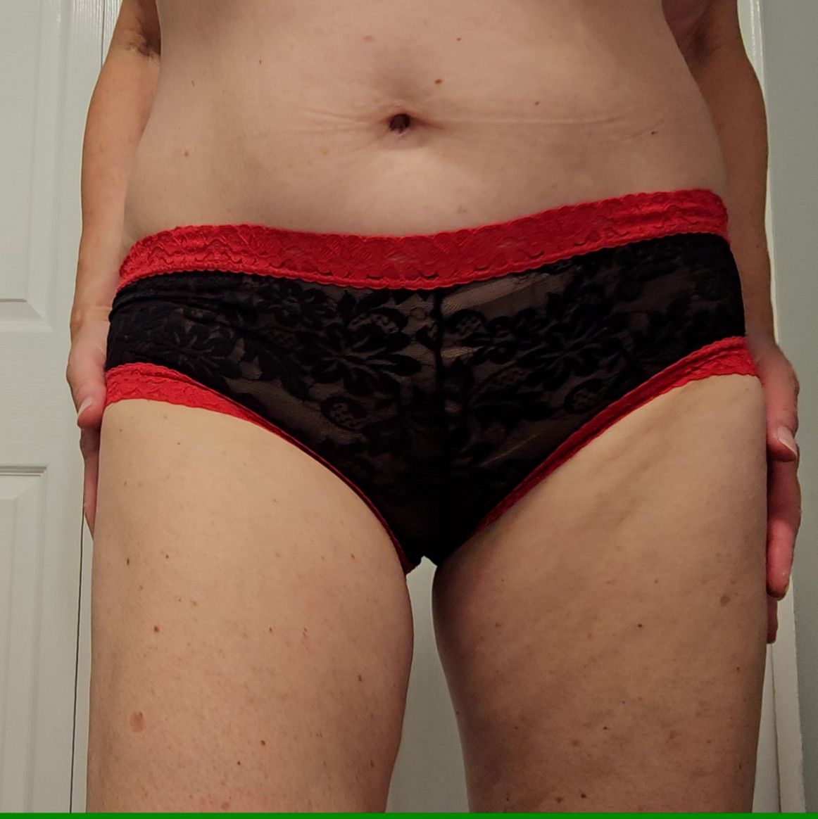 Black lace boyshort well worn freshly worn before shipping