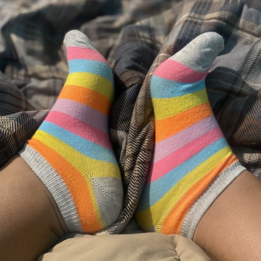 Worn striped ankle Socks