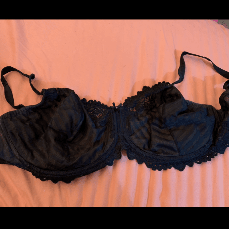 Striped Silky Black Bra