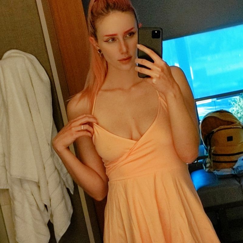 Cute peach lowcut skater dress