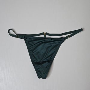 Dark Green Thong with Gold Accent