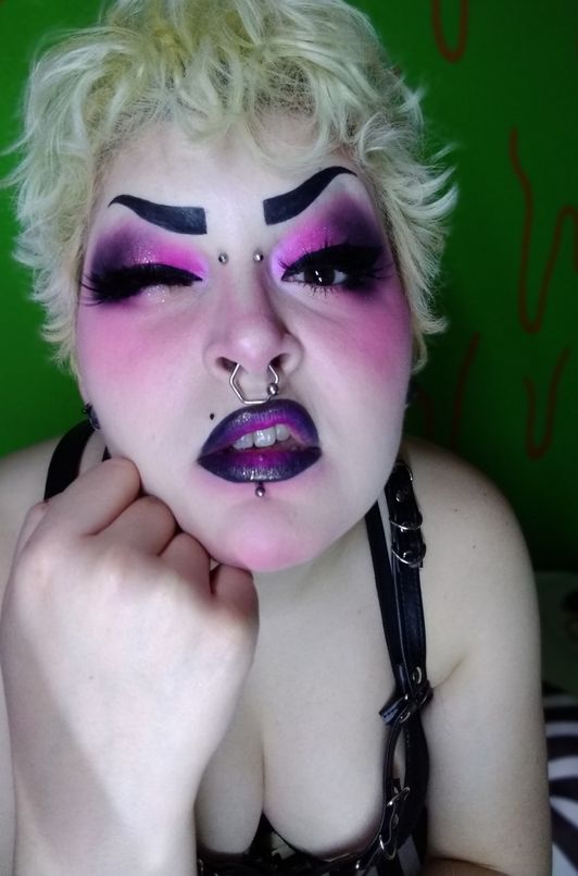 Big Tiddy Goth GF in Harness and Lingerie
