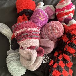 Worn fuzzy socks