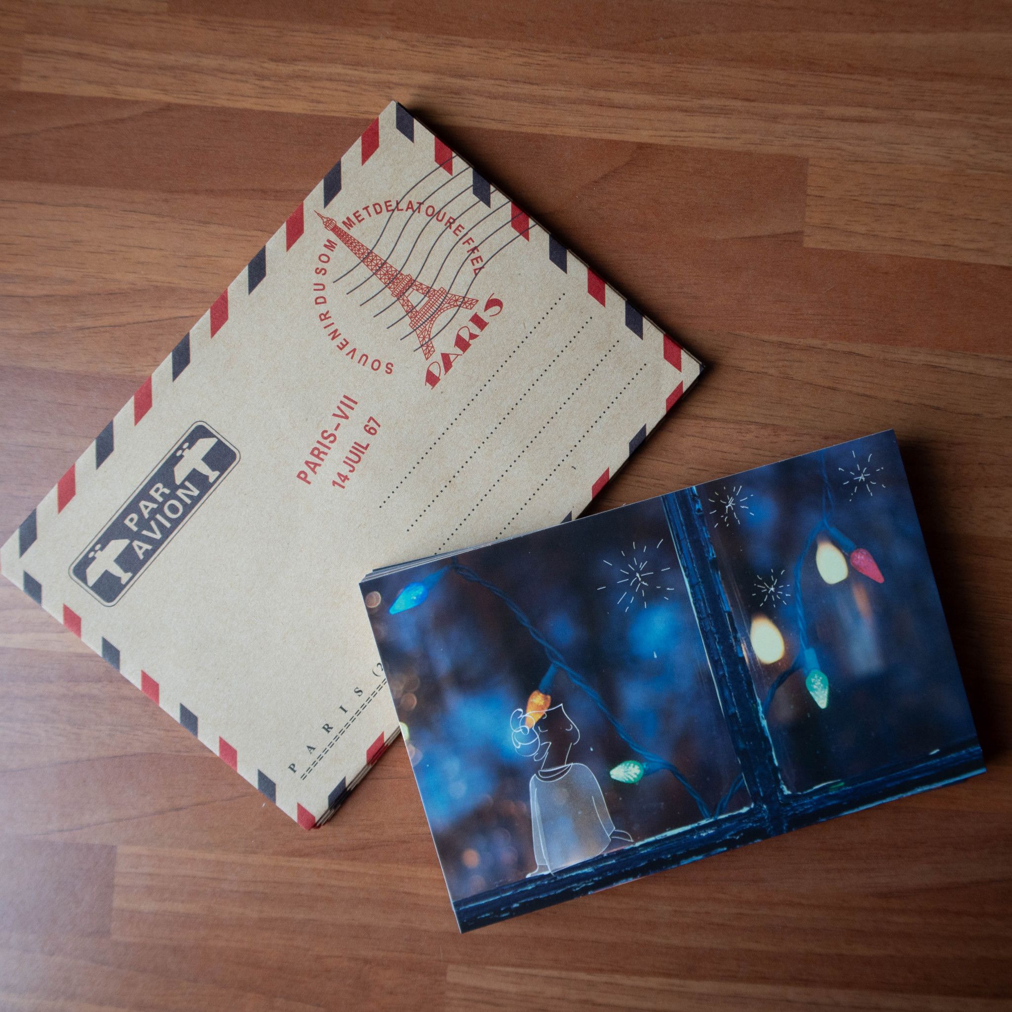 Handwritten postcard for Christmas or New Year