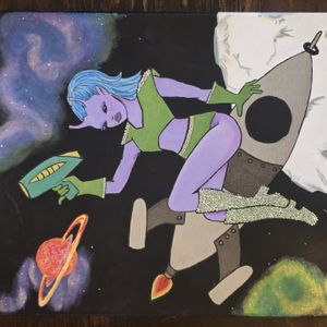 Alien lady in Space art by Naomi